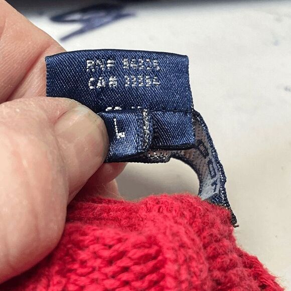 Ralph Lauren Golf Red Long Sleeve Cable Knit Cotton Pullover Sweater Size Large - Picture 9 of 9